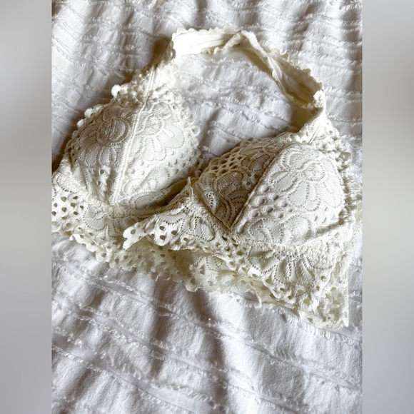 Bralette, white lace, small, halter straps - Picture 1 of 1